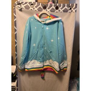 NWT Tipsy Elves Unicorn Front Zip Hoodie Size XL Unisex Rainbow